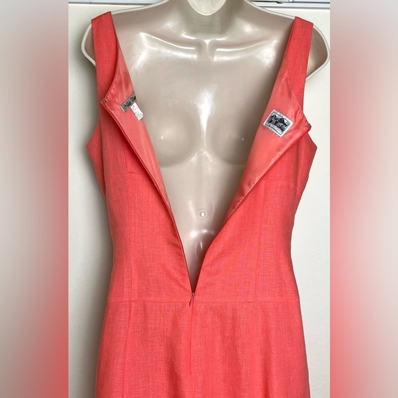 Nikki Valentine 100% Irish Linen Sleeveless A-Line Dress Size 6 Coral - Picture 12 of 13